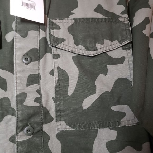 New with tags Camo Camouflage Military canvas jacket Shirt long sleeve size M - Picture 3 of 7